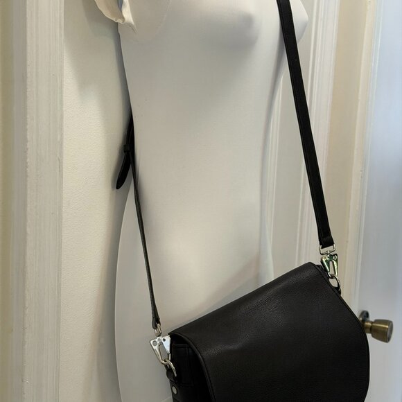 Rag & Bone Black Pebble Leather Flight Saddle Bag w/silver hardware - Picture 11 of 11